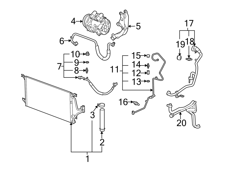 Diagram AIR CONDITIONER & HEATER. COMPRESSOR & LINES. CONDENSER. for your 2017 Chevrolet Spark   