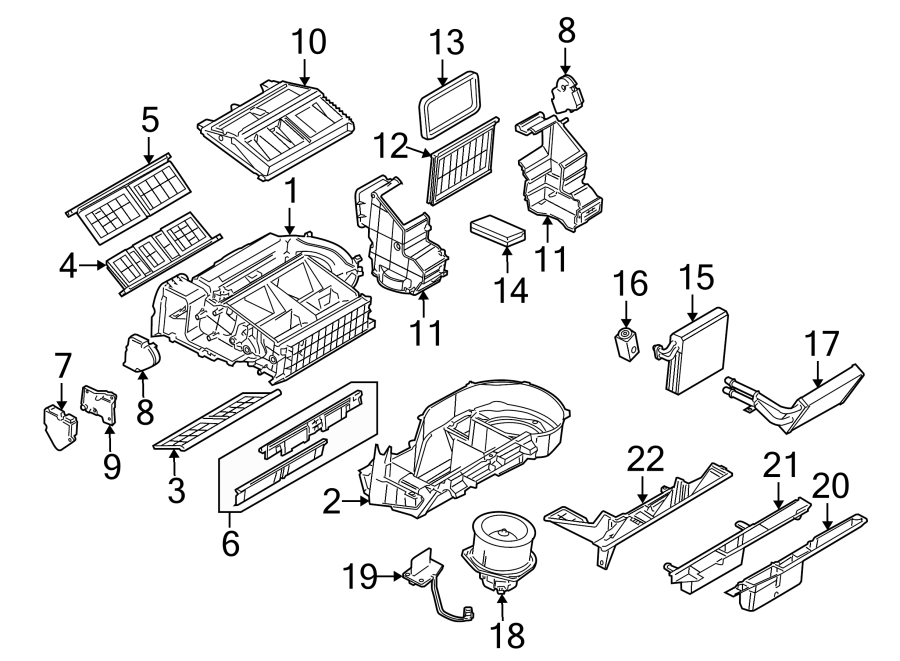 Diagram AIR CONDITIONER & HEATER. EVAPORATOR & HEATER COMPONENTS. for your 2016 Buick Enclave    