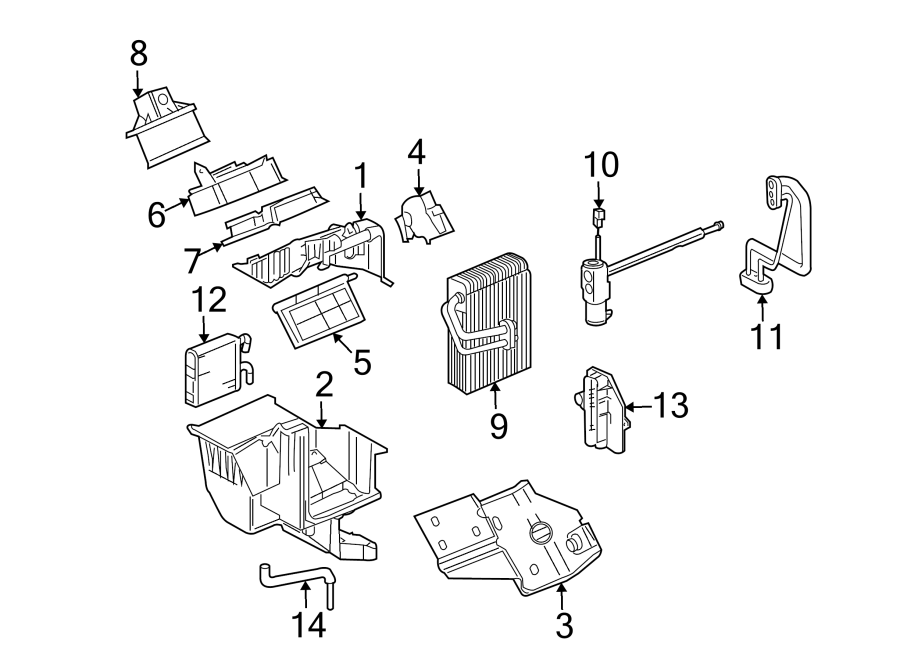 4Air conditioner & heater. Evaporator & heater components.https://images.simplepart.com/images/parts/motor/fullsize/GL05065.png