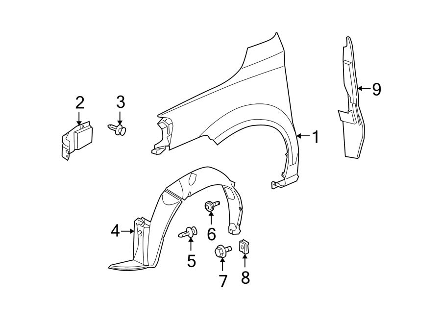 Diagram FENDER & COMPONENTS. for your 2023 Buick Enclave    