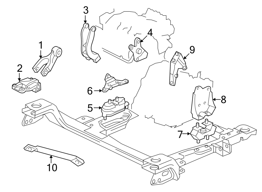 Diagram ENGINE / TRANSAXLE. ENGINE & TRANS MOUNTING. for your 2011 GMC Sierra 2500 HD 6.0L Vortec V8 FLEX A/T 4WD SLT Crew Cab Pickup 