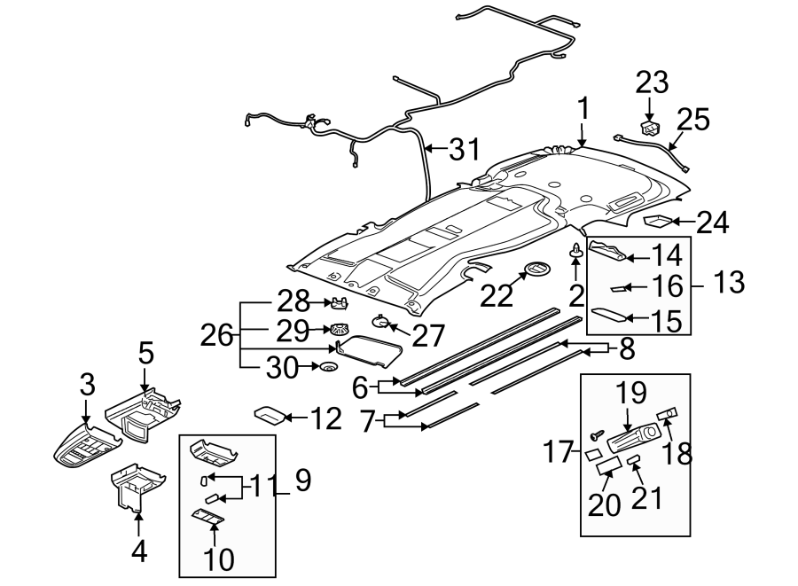 Diagram ROOF. INTERIOR TRIM. for your 2013 Buick Enclave  Base Sport Utility 3.6L V6 A/T AWD 