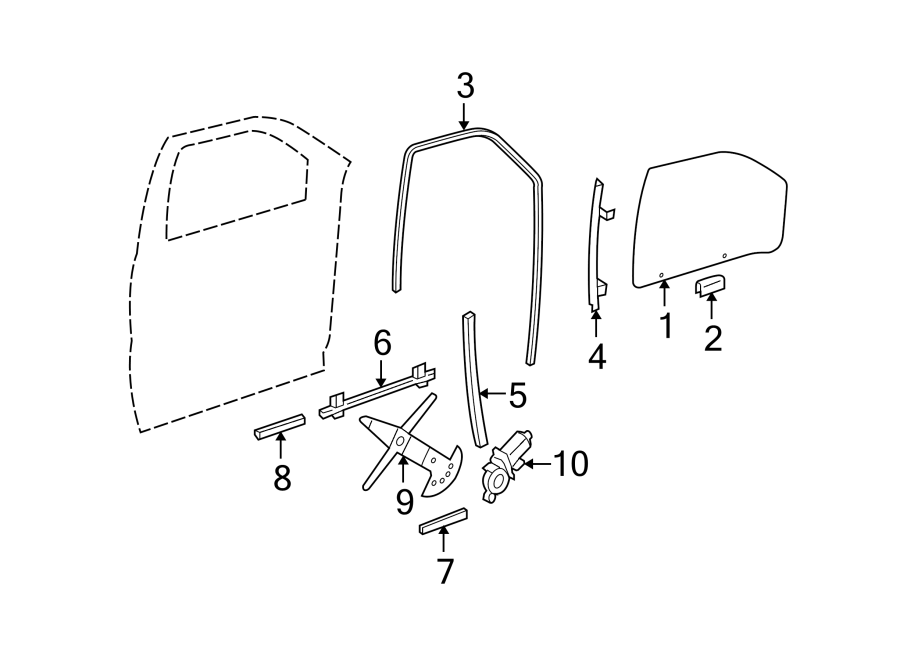 Diagram FRONT DOOR. GLASS & HARDWARE. for your 2014 Chevrolet Spark 1.2L Ecotec M/T LT Hatchback 