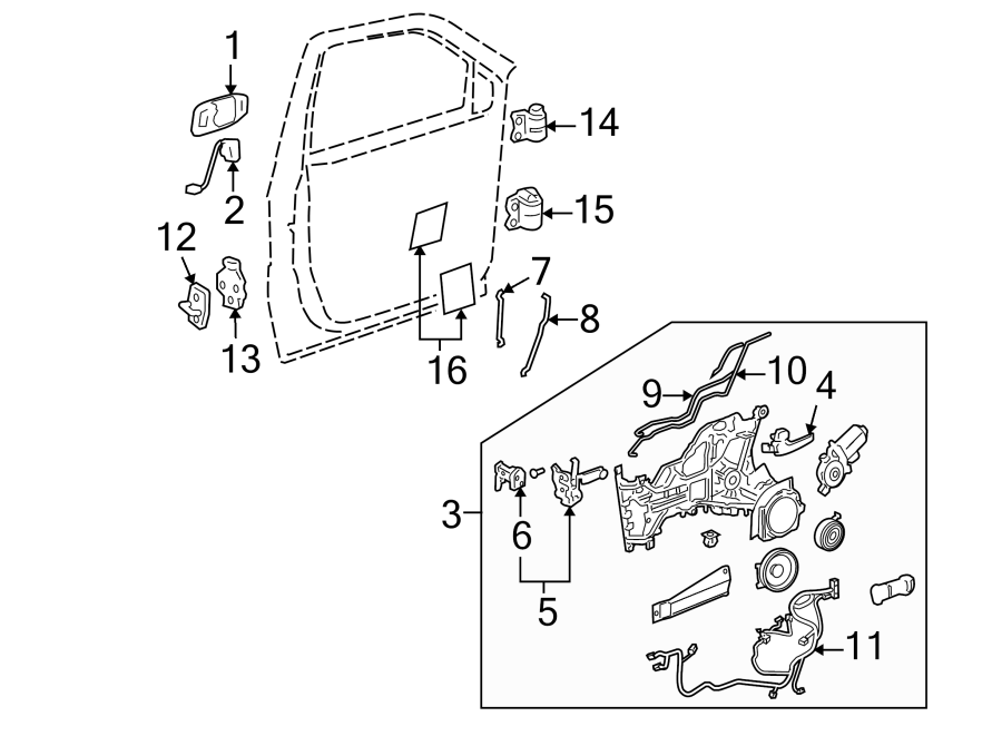 Diagram FRONT DOOR. LOCK & HARDWARE. for your 2022 Chevrolet Spark   