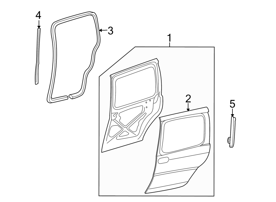 Diagram SIDE LOADING DOOR. DOOR & COMPONENTS. for your 2008 Buick Enclave    