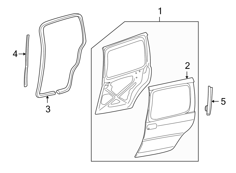 Diagram SIDE LOADING DOOR. DOOR & COMPONENTS. for your 2005 Chevrolet Cavalier   