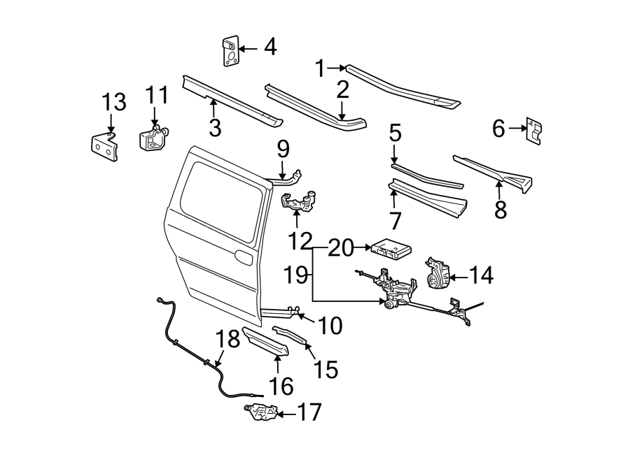 15SIDE LOADING DOOR. TRACKS & COMPONENTS.https://images.simplepart.com/images/parts/motor/fullsize/GL05461.png