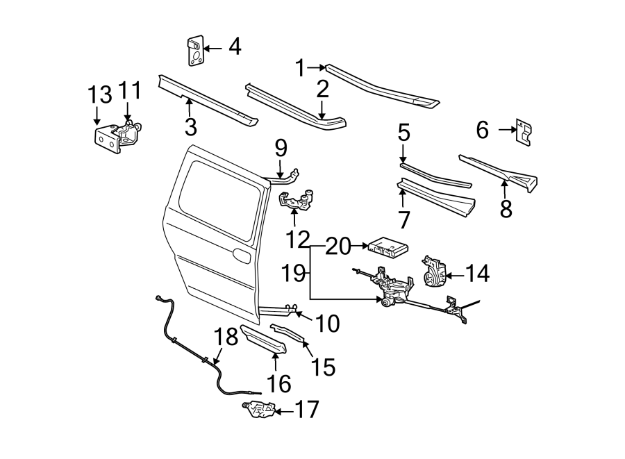 15SIDE LOADING DOOR. TRACKS & COMPONENTS.https://images.simplepart.com/images/parts/motor/fullsize/GL05465.png