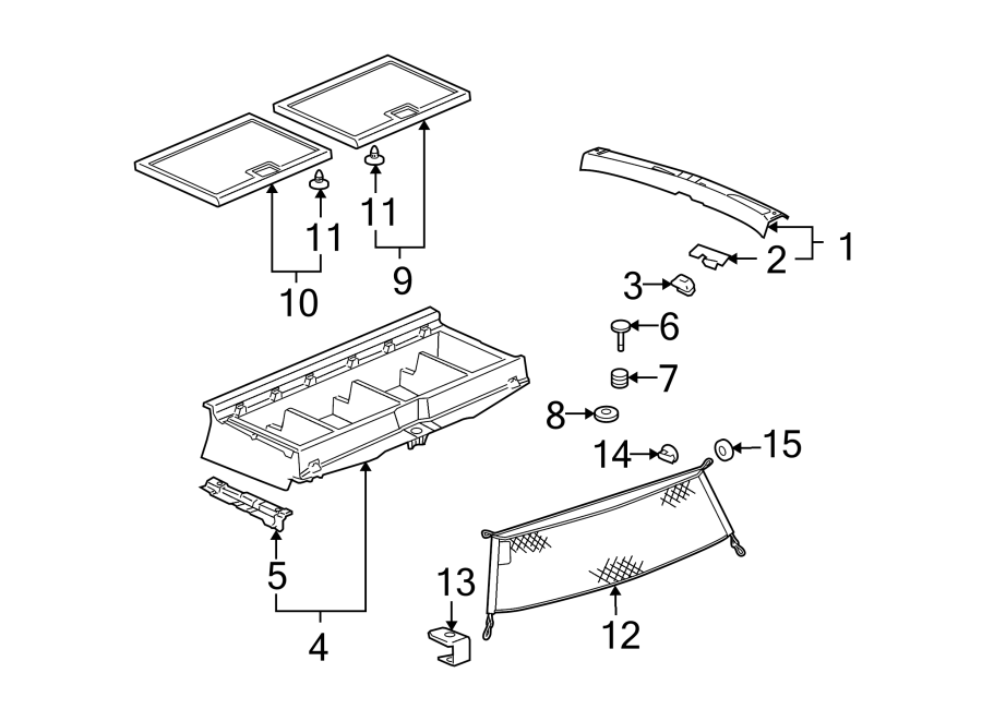 Diagram REAR BODY & FLOOR. INTERIOR TRIM. for your 2013 Chevrolet Camaro ZL1 Coupe 6.2L V8 M/T 