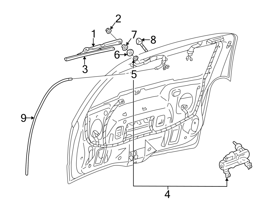 Diagram LIFT GATE. WIPER & WASHER COMPONENTS. for your 2005 Chevrolet Silverado 2500 HD WT Extended Cab Pickup Fleetside  