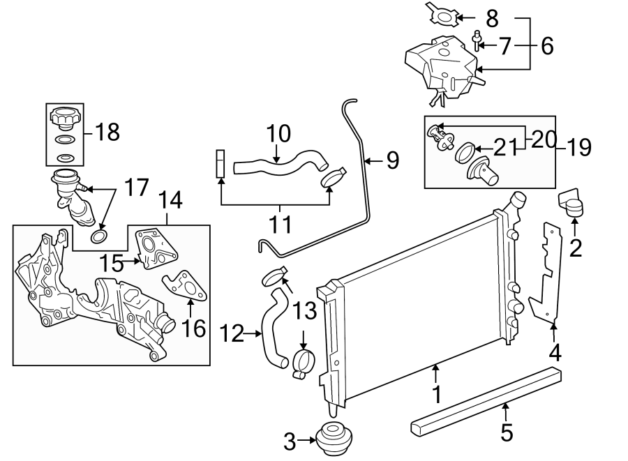 Diagram RADIATOR & COMPONENTS. for your 2013 Chevrolet Equinox   