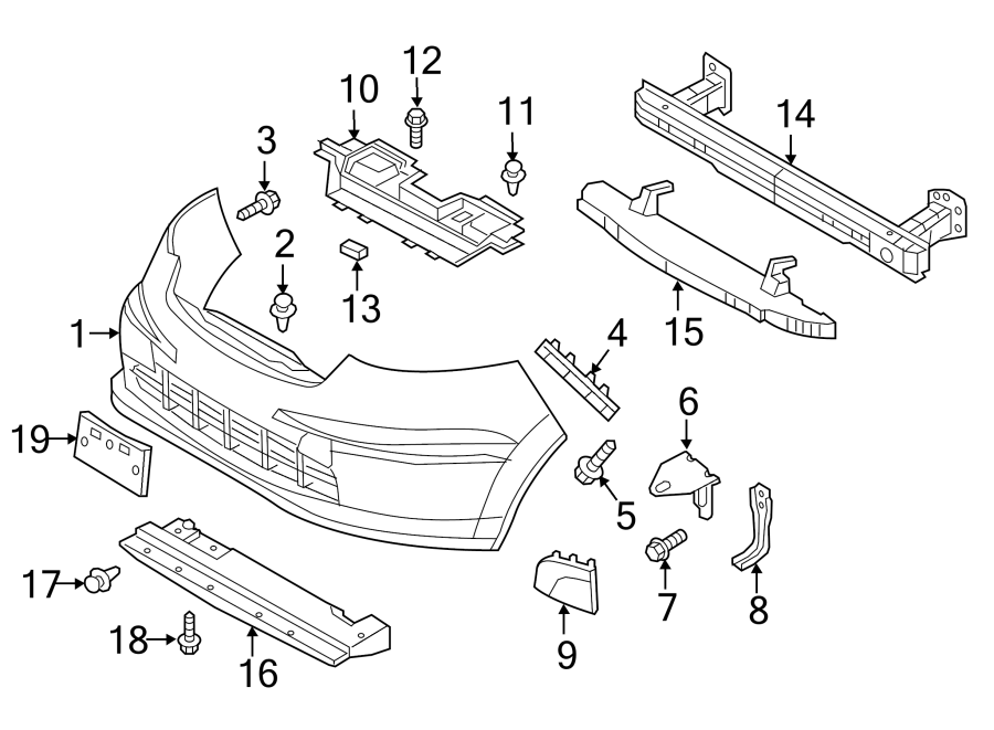 Diagram FRONT BUMPER. BUMPER & COMPONENTS. for your Chevrolet City Express  