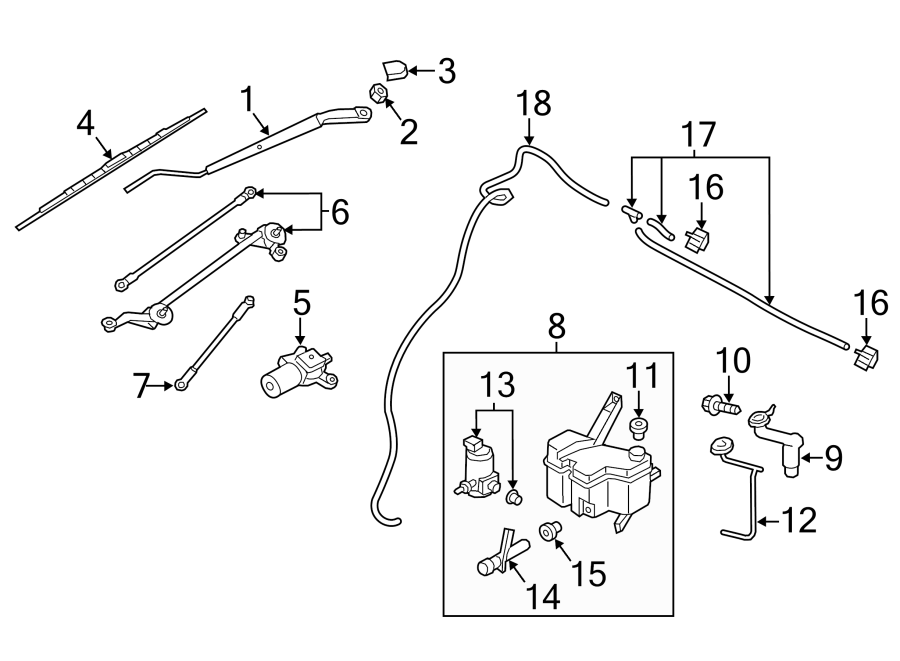 Diagram WINDSHIELD. WIPER & WASHER COMPONENTS. for your Chevrolet City Express  