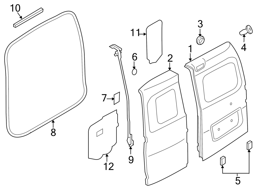 Diagram BACK DOOR. DOOR & COMPONENTS. for your Chevrolet City Express  