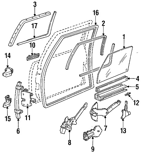 Diagram FRONT DOOR. GLASS & HARDWARE. for your 2021 Chevrolet Spark   