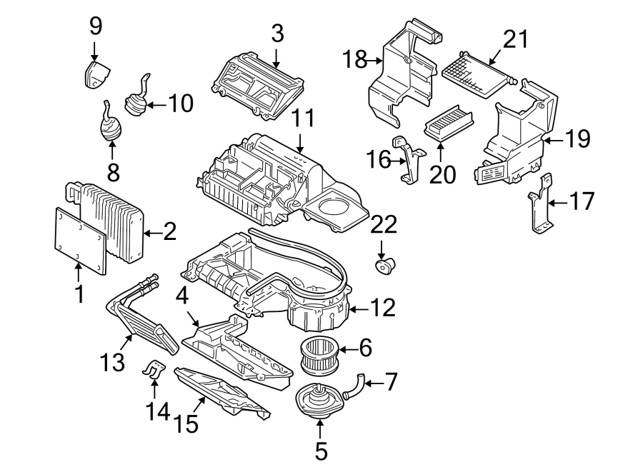 Diagram AIR CONDITIONER & HEATER. EVAPORATOR & HEATER COMPONENTS. for your 2010 Buick Enclave    