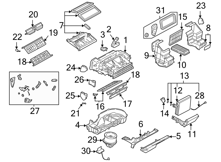 AIR CONDITIONER & HEATER. EVAPORATOR & HEATER COMPONENTS.