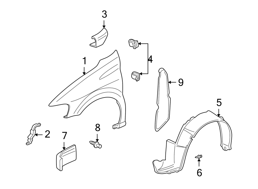 Diagram FENDER & COMPONENTS. for your 2020 Chevrolet Spark   