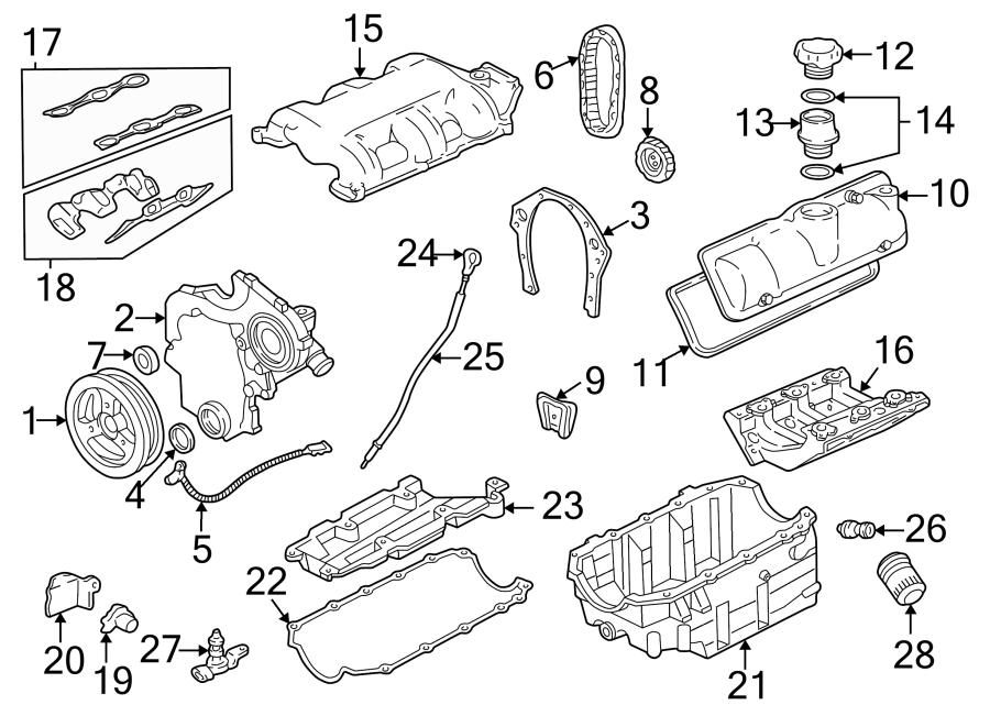 Diagram ENGINE / TRANSAXLE. ENGINE PARTS. for your 2005 Chevrolet Suburban 1500   