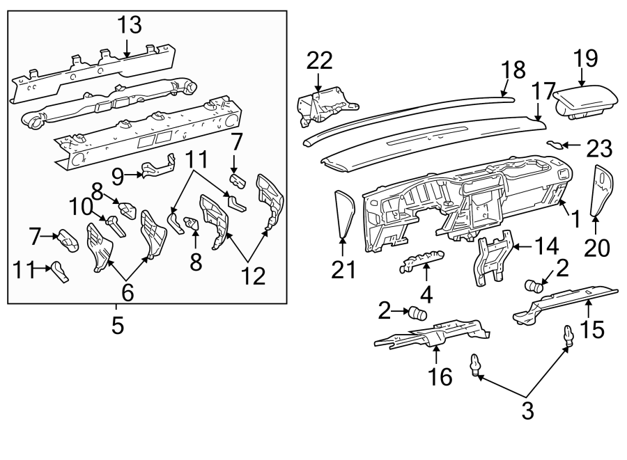 Diagram INSTRUMENT PANEL. for your 2005 Chevrolet Silverado 2500 HD WT Extended Cab Pickup Fleetside  