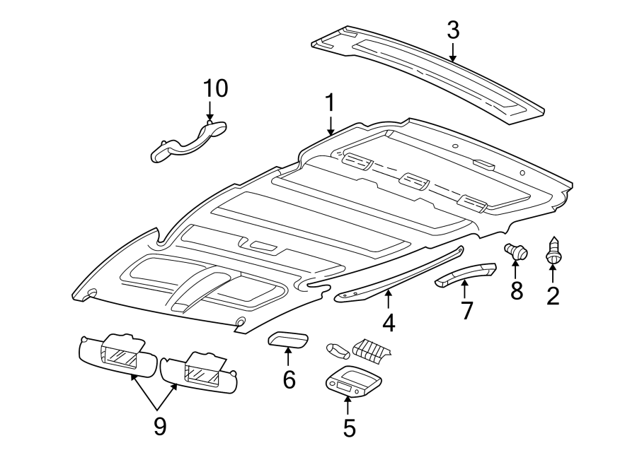 Diagram ROOF. INTERIOR TRIM. for your 2005 Chevrolet Corvette   