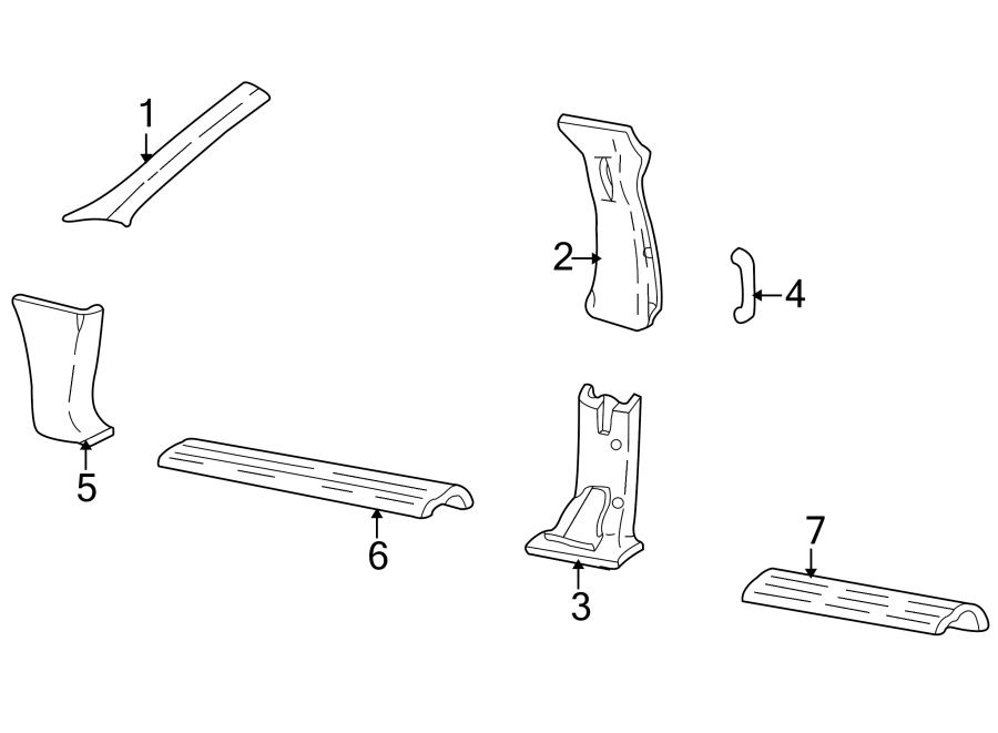 Diagram PILLARS. ROCKER & FLOOR. INTERIOR TRIM. for your 2005 Chevrolet Express 3500   