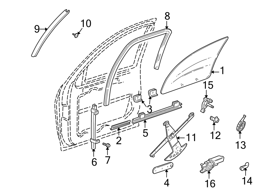 Diagram FRONT DOOR. GLASS & HARDWARE. for your 2021 Buick Enclave    