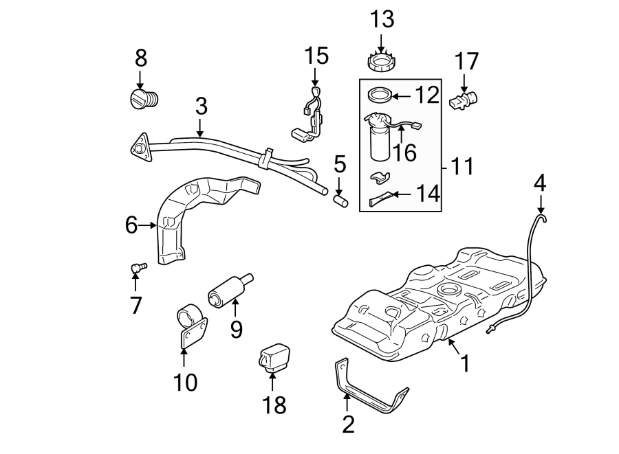 Diagram FUEL SYSTEM COMPONENTS. for your 2023 Cadillac XT5 Livery Hearse  