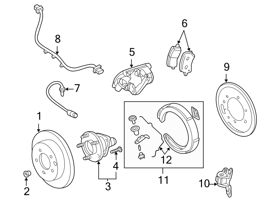 Diagram REAR SUSPENSION. BRAKE COMPONENTS. for your 2019 GMC Sierra 2500 HD 6.6L Duramax V8 DIESEL A/T RWD Base Extended Cab Pickup Fleetside 