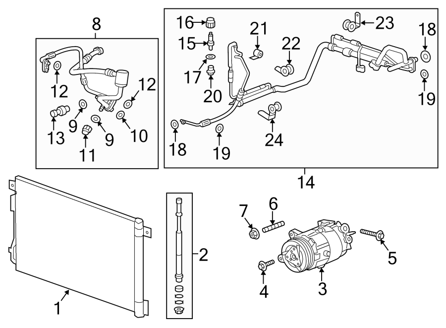 Diagram AIR CONDITIONER & HEATER. COMPRESSOR & LINES. CONDENSER. for your 2005 Chevrolet Colorado   