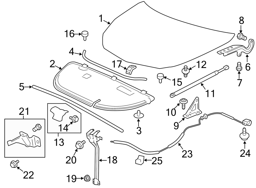 Diagram HOOD & COMPONENTS. for your 2014 Chevrolet Suburban 1500   