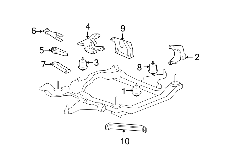 Diagram ENGINE / TRANSAXLE. ENGINE & TRANS MOUNTING. for your 2002 Chevrolet Camaro 5.7L Chevrolet V8 M/T Z28 Coupe 