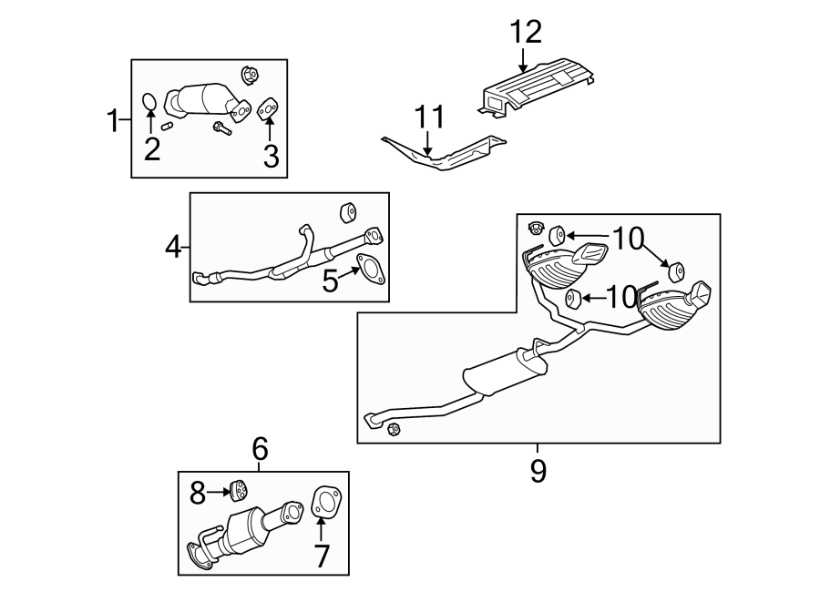 Diagram EXHAUST SYSTEM. EXHAUST COMPONENTS. for your 2005 Chevrolet Venture    