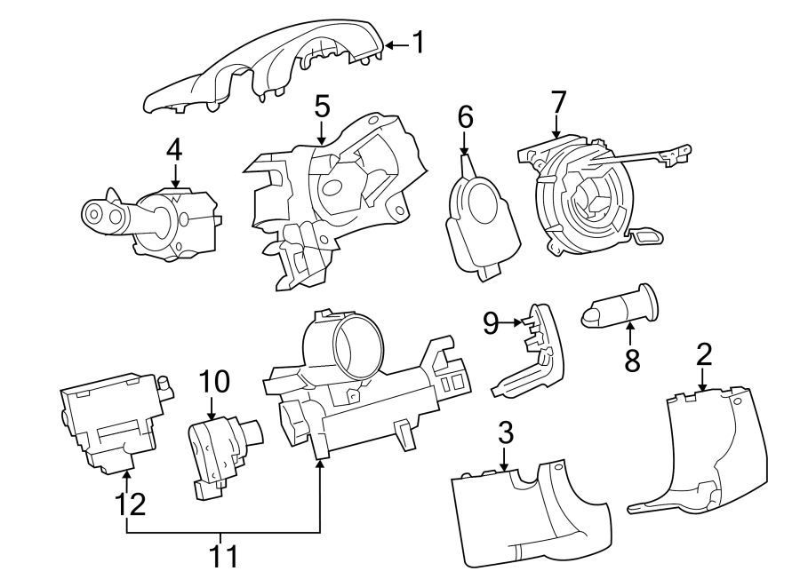 Diagram STEERING COLUMN. SHROUD. SWITCHES & LEVERS. for your 2018 Chevrolet Spark  LT Hatchback 