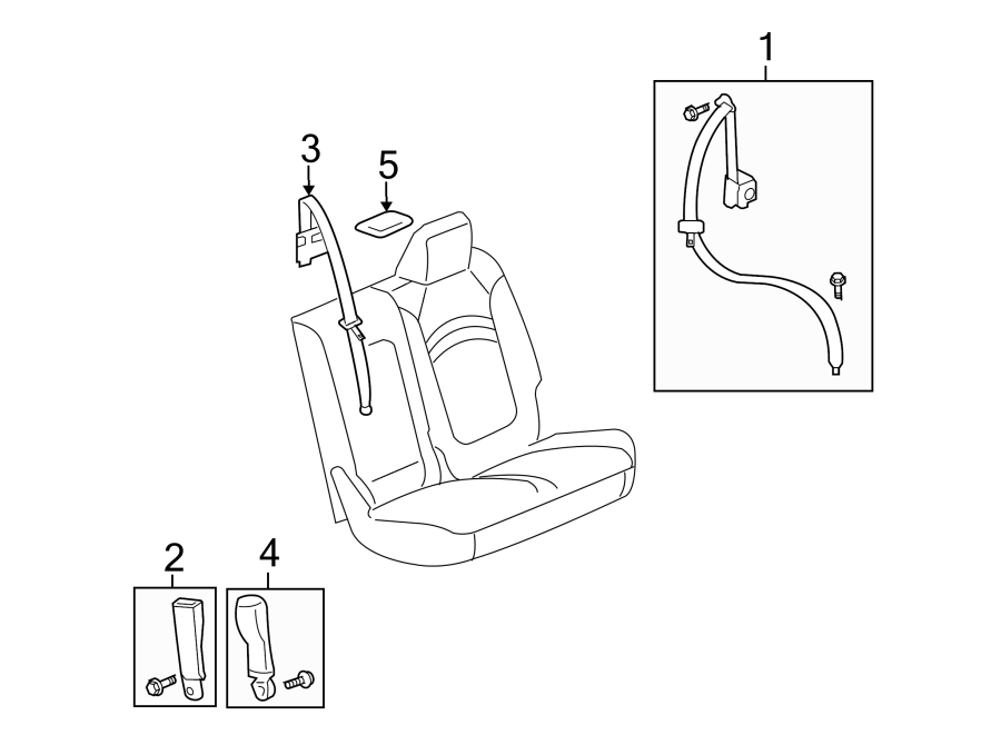 RESTRAINT SYSTEMS. SECOND ROW SEAT BELTS.