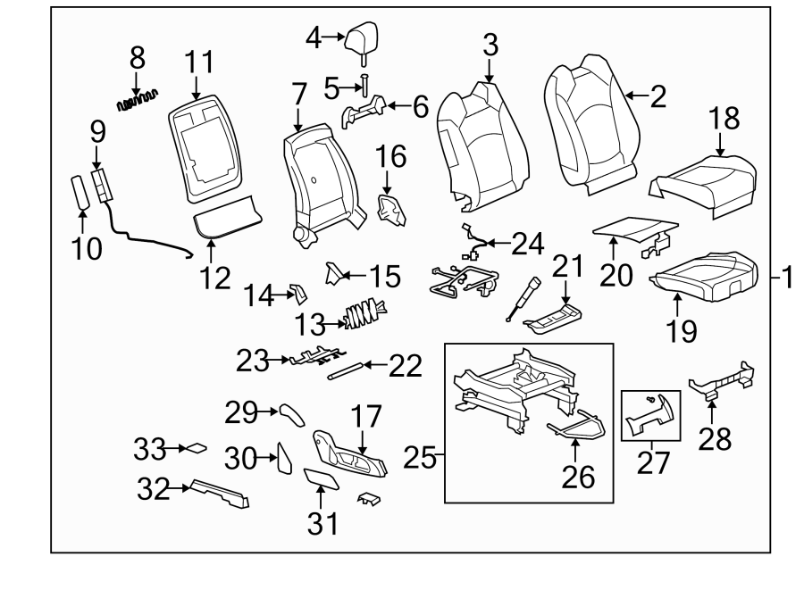 Diagram SEATS & TRACKS. FRONT SEAT COMPONENTS. for your 2005 Chevrolet Express 2500   