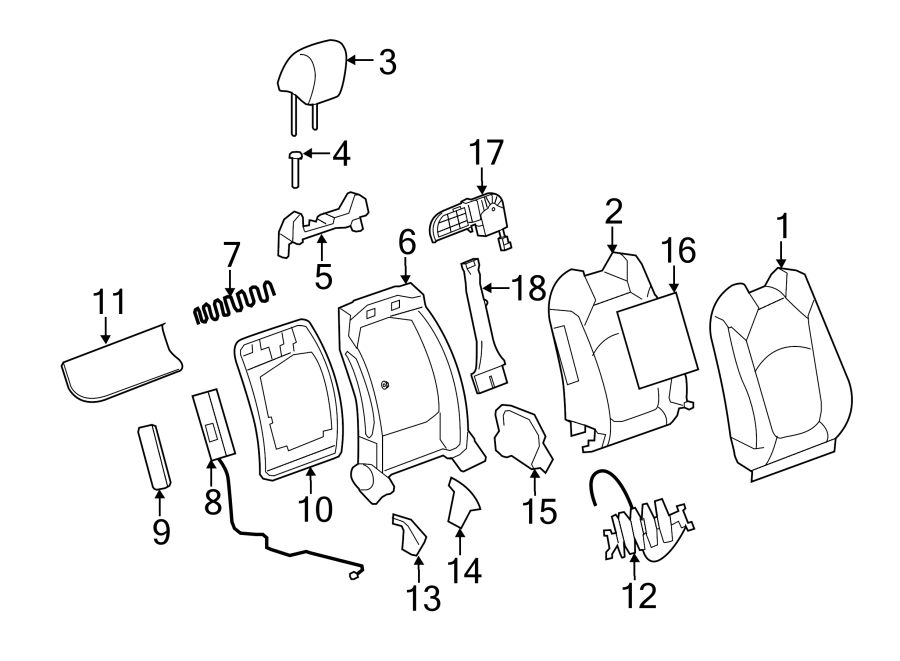 Diagram SEATS & TRACKS. FRONT SEAT COMPONENTS. for your 2004 Cadillac Escalade EXT   