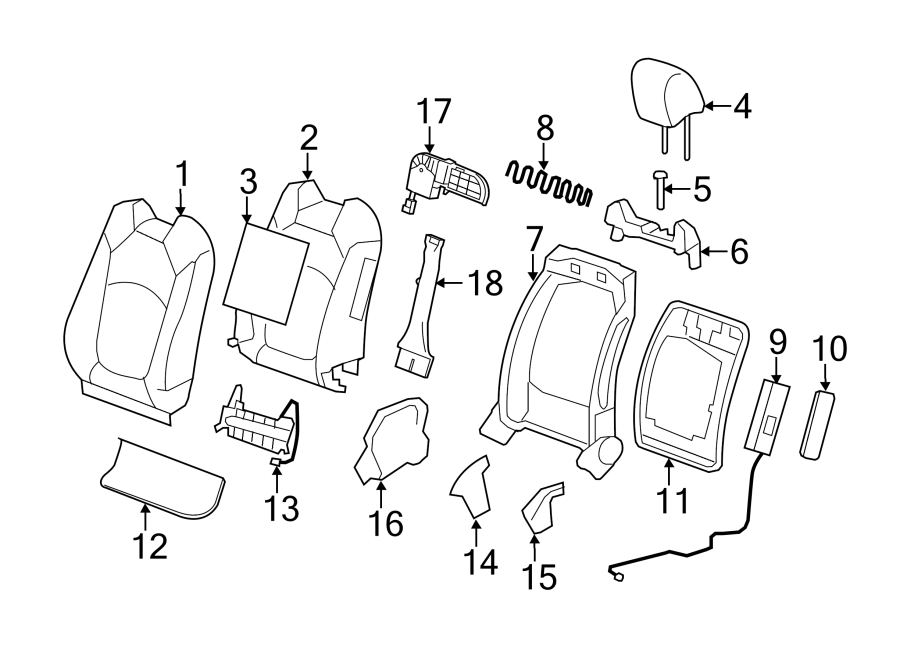 Diagram SEATS & TRACKS. FRONT SEAT COMPONENTS. for your 2013 Cadillac ATS Performance Sedan  