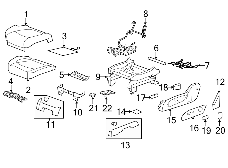 Diagram SEATS & TRACKS. FRONT SEAT COMPONENTS. for your 2007 GMC Sierra 2500 HD 6.0L Vortec V8 A/T 4WD SLE Extended Cab Pickup 