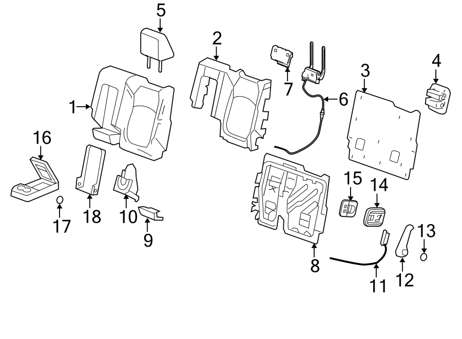 Diagram SEATS & TRACKS. SECOND ROW SEATS. for your 2020 GMC Yukon XL   