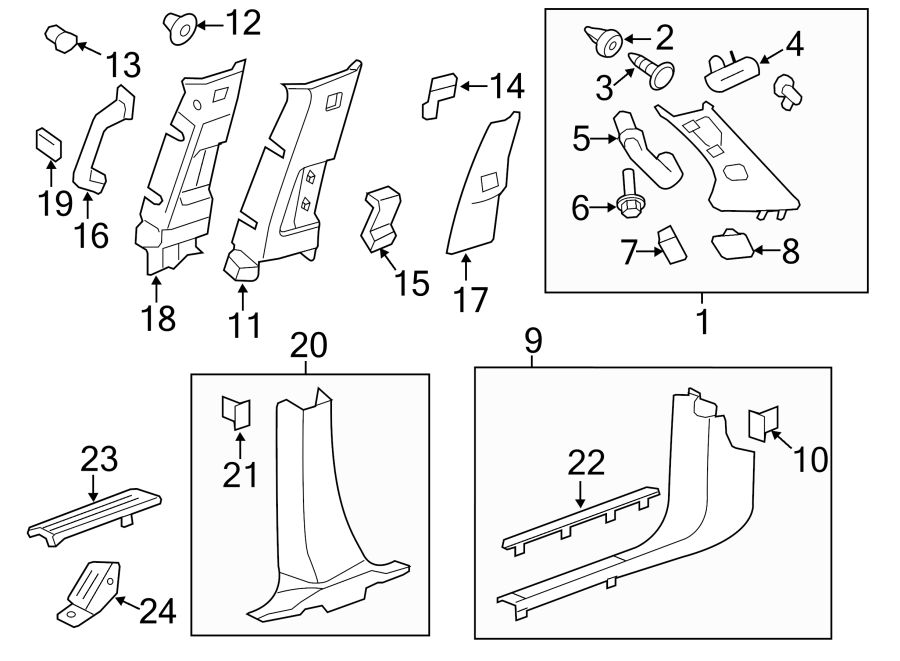 Diagram PILLARS. ROCKER & FLOOR. INTERIOR TRIM. for your 2005 Chevrolet Express 3500   