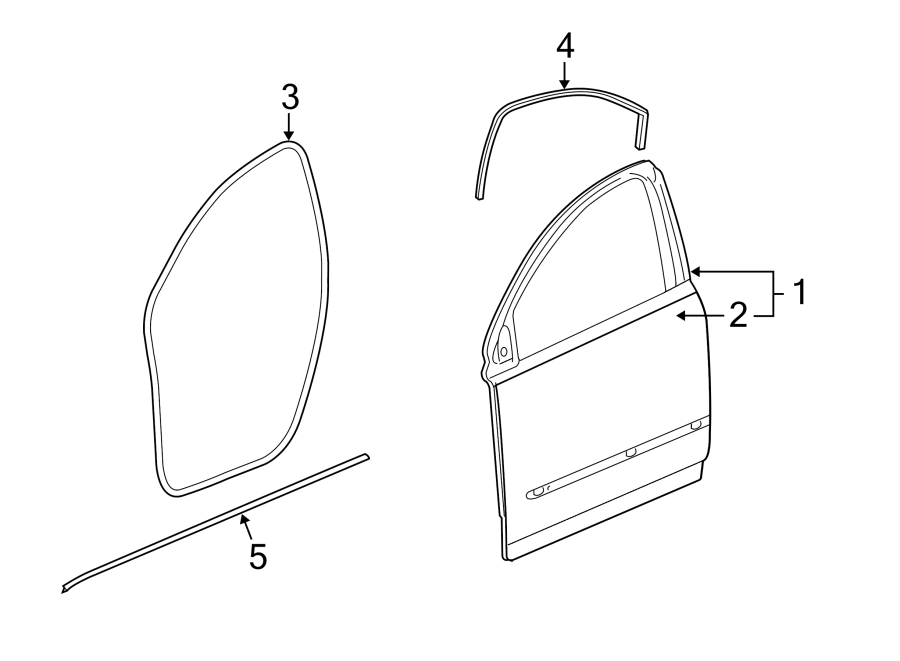 Diagram FRONT DOOR. DOOR & COMPONENTS. for your 2002 GMC Sierra 3500 6.0L Vortec V8 M/T RWD Base Extended Cab Pickup Fleetside 