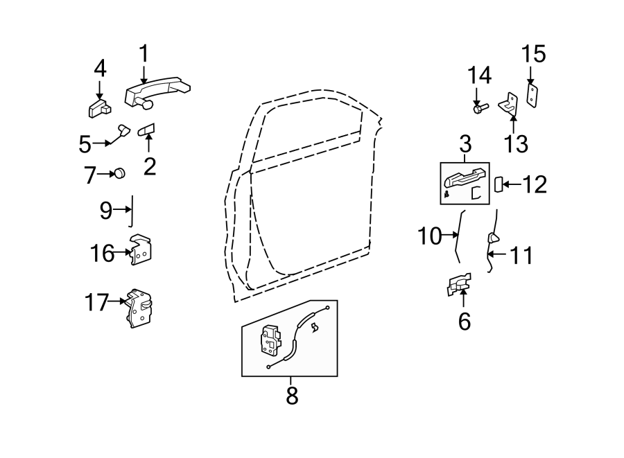 FRONT DOOR. LOCK & HARDWARE. Diagram