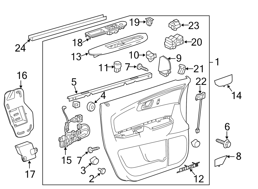 Diagram FRONT DOOR. INTERIOR TRIM. for your 2017 Chevrolet Equinox LS Sport Utility 2.4L Ecotec A/T FWD 