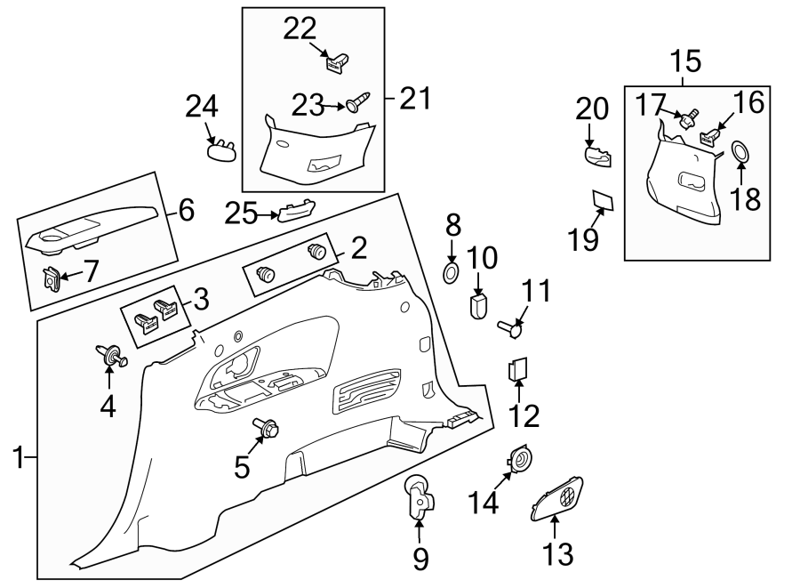 Diagram QUARTER PANEL. INTERIOR TRIM. for your 2005 Chevrolet Impala   