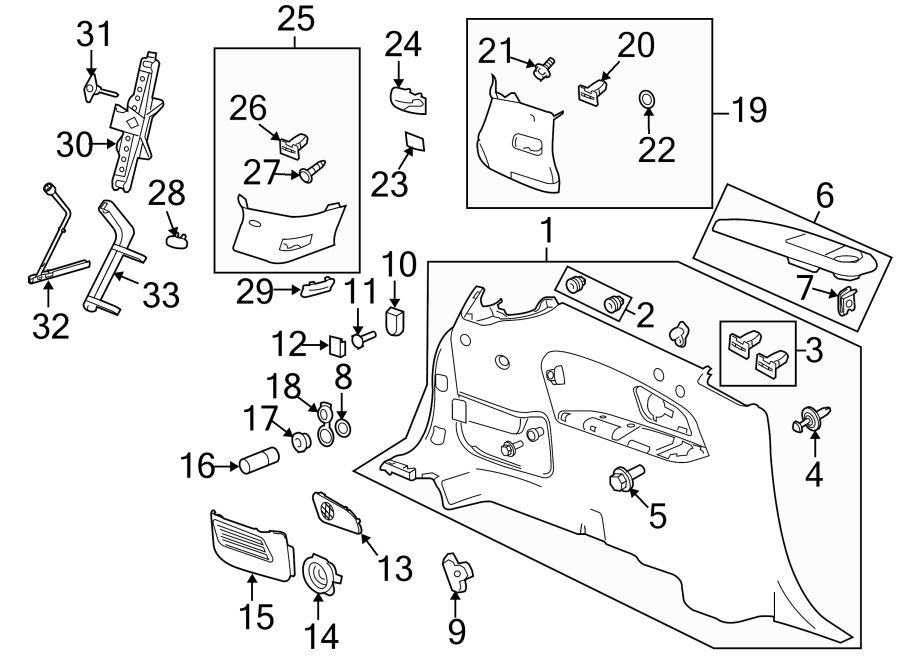 Diagram QUARTER PANEL. INTERIOR TRIM. JACK & COMPONENTS. for your 2005 Chevrolet Impala   