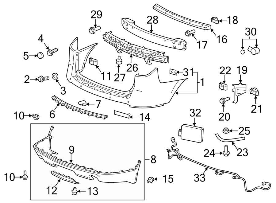 Diagram REAR BUMPER. BUMPER & COMPONENTS. for your 1990 Buick Century   