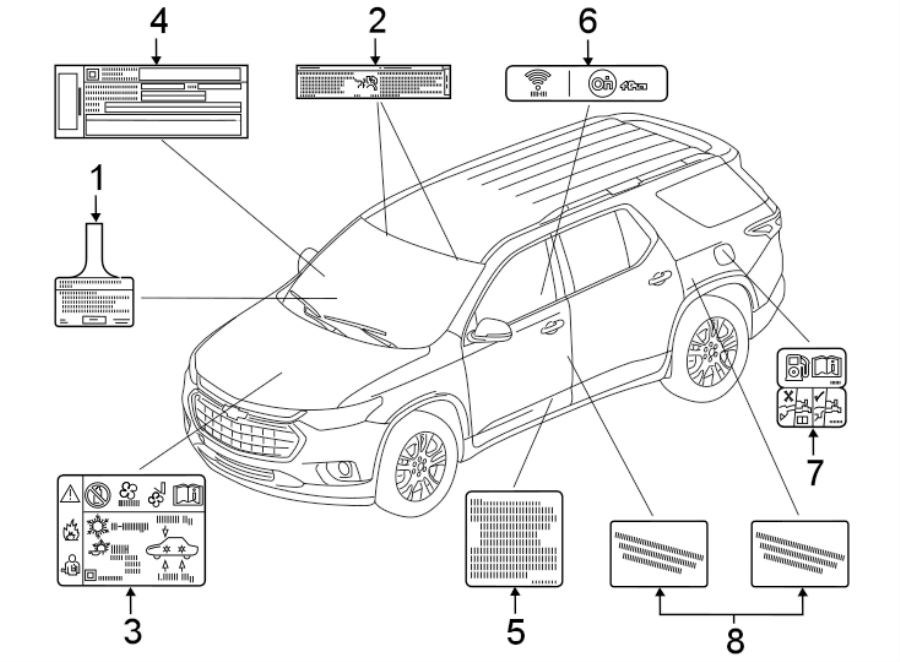 Diagram INFORMATION LABELS. for your 2001 Chevrolet Silverado 1500 LS Standard Cab Pickup Stepside 5.3L Vortec V8 M/T 4WD 