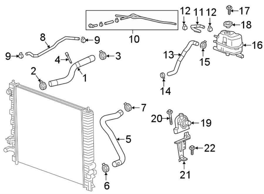 Diagram RADIATOR & COMPONENTS. for your 2020 Chevrolet Equinox Premier Sport Utility  