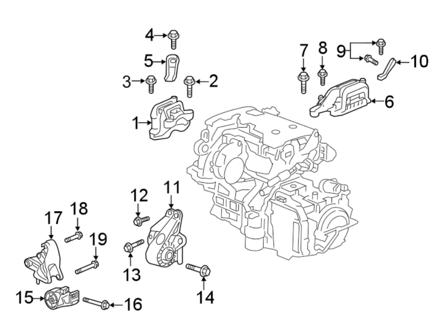 Diagram ENGINE / TRANSAXLE. ENGINE & TRANS MOUNTING. for your 2019 Chevrolet Equinox   